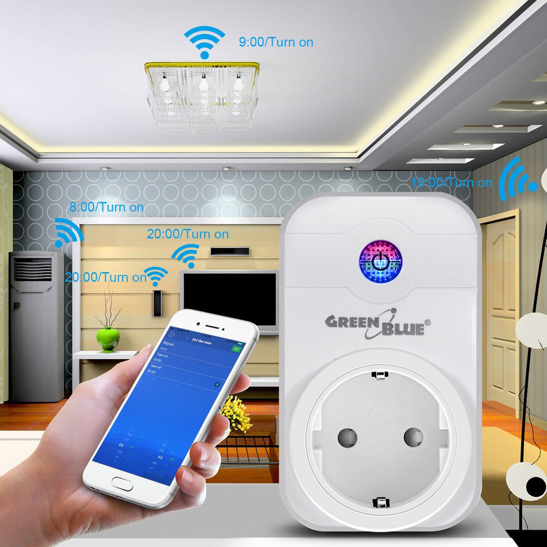 GreenBlue GB155G Tomada sem fio com controle remoto Smart WiFi Alexa App Power Switch