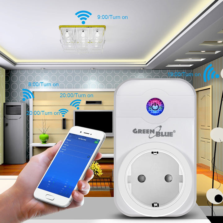 GreenBlue GB155G Tomada sem fio com controle remoto Smart WiFi Alexa App Power Switch