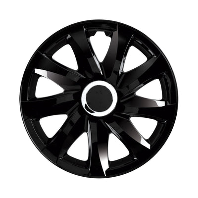 Calotas de encaixe universais 14" DRIFT lacadas pretas 4 peças