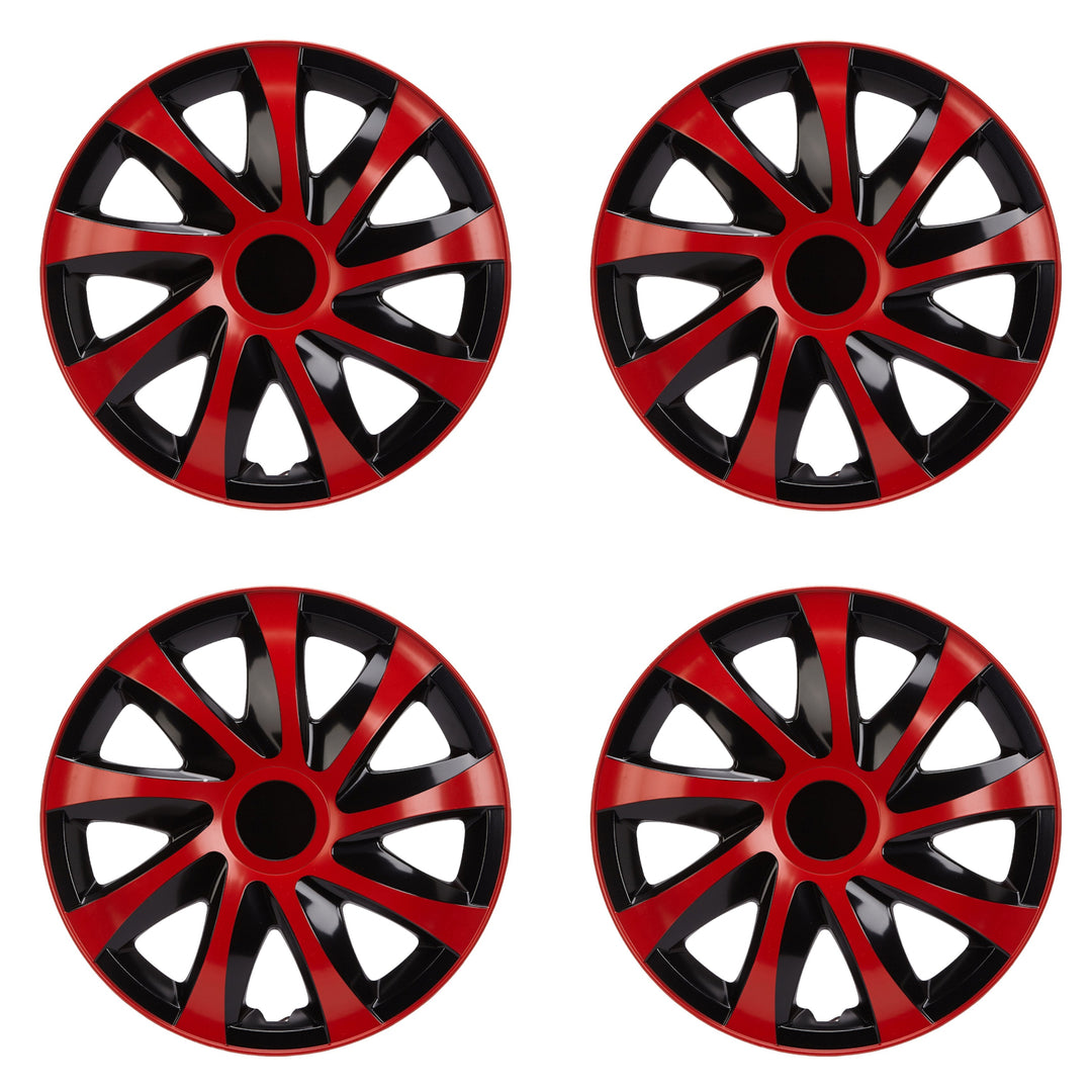 Calotas universais 14 " 4 peças em preto-vermelho DRACO CS