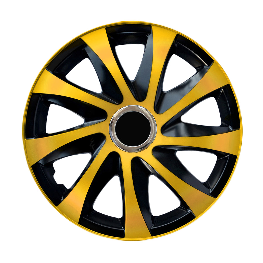 Tapacubos universales 15" NRM DRIFT Extra oro/negro 4 piezas