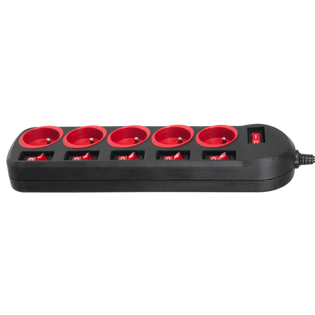 Regleta Maclean, cable alargador de 5 tomas, con interruptores, 250VAC/10A, 1,5m, MCE204