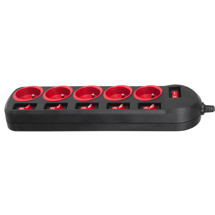 Regleta Maclean, cable alargador de 5 tomas, con interruptores, 250VAC/10A, 1,5m, MCE204