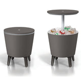 La mesa bar de jardin: mesa de cóctel y una cómoda nevera Curver Outdoor
