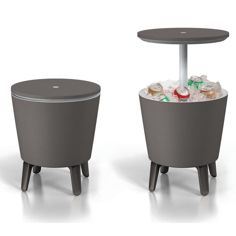 La mesa bar de jardin: mesa de cóctel y una cómoda nevera Curver Outdoor