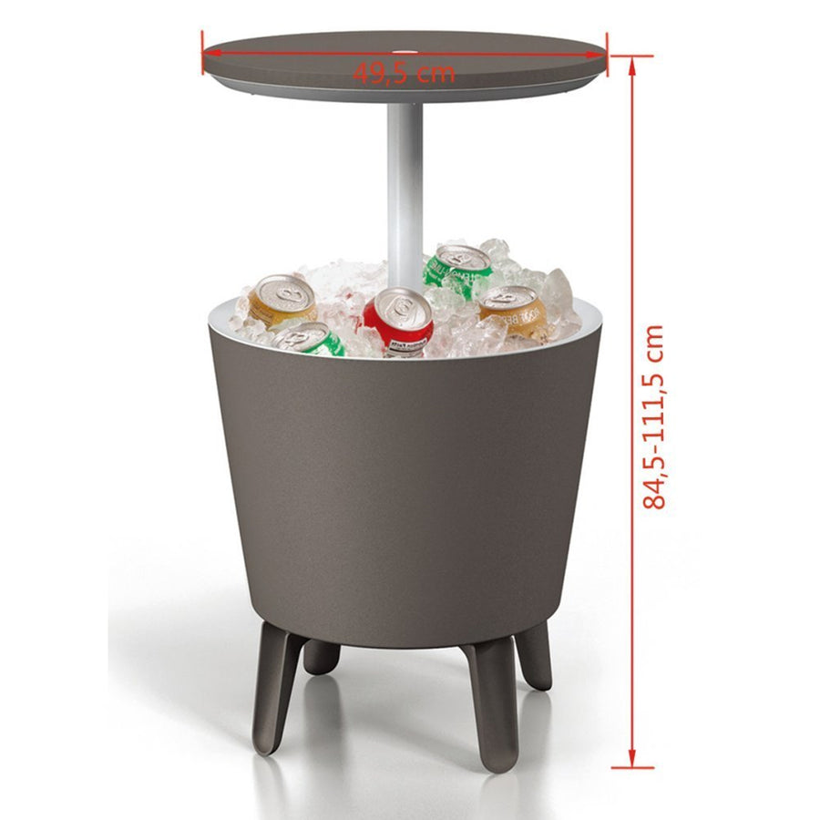 La mesa bar de jardin: mesa de cóctel y una cómoda nevera Curver Outdoor