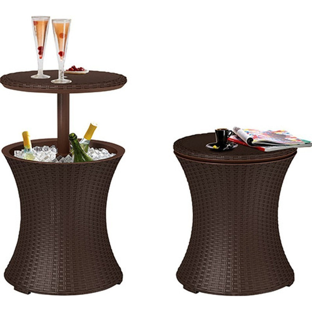 Geladeira de mesa de bar, refrigerador de bebidas para jardim Keter Cool Bar Rattan Brown