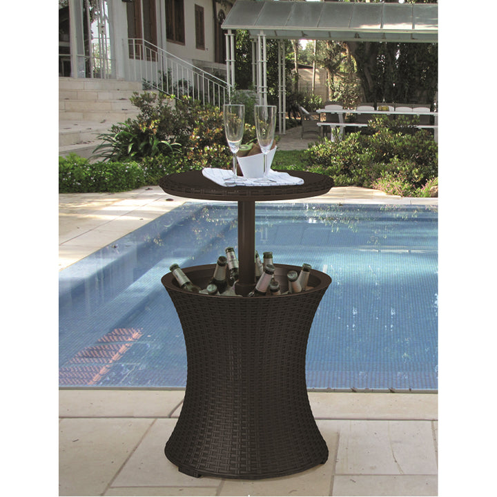 Geladeira de mesa de bar, refrigerador de bebidas para jardim Keter Cool Bar Rattan Brown