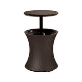 Mesa de bar nevera, enfriador de bebidas para jardín Keter Cool Bar Rattan marrón