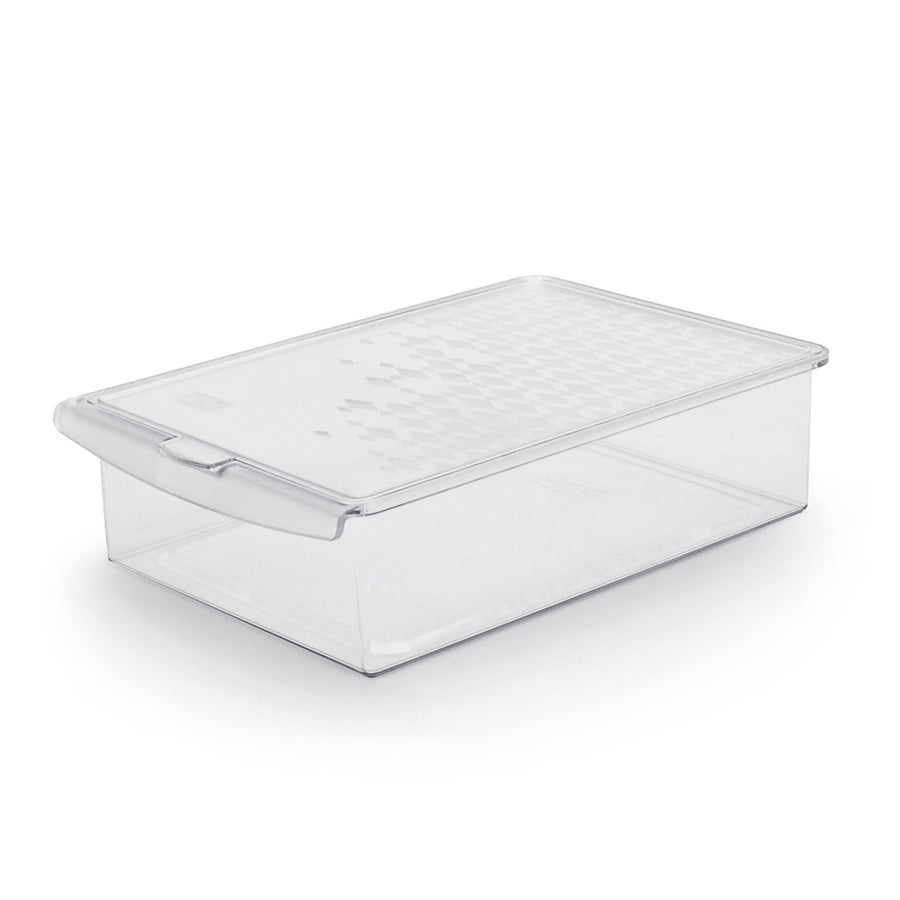 Contenedor de comida con tapa de plástico para el refrigerador.