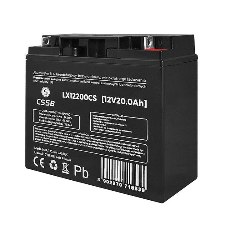 Batería de gel 12V 20Ah, dimensiones: 74 x 164 x 178 mm LX12200