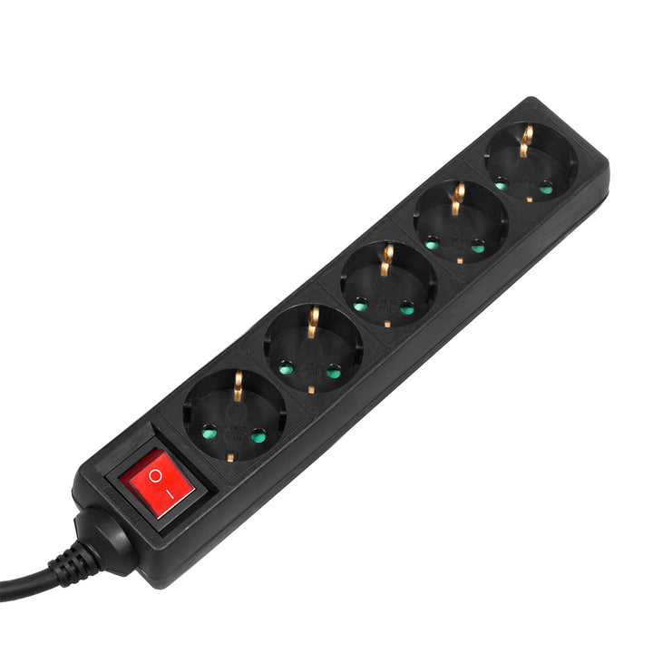 Filtro de energia Maclean MCE227G com interruptor Tomadas múltiplas Proteção infantil Plugue Schuko 3500W (5x 5m)