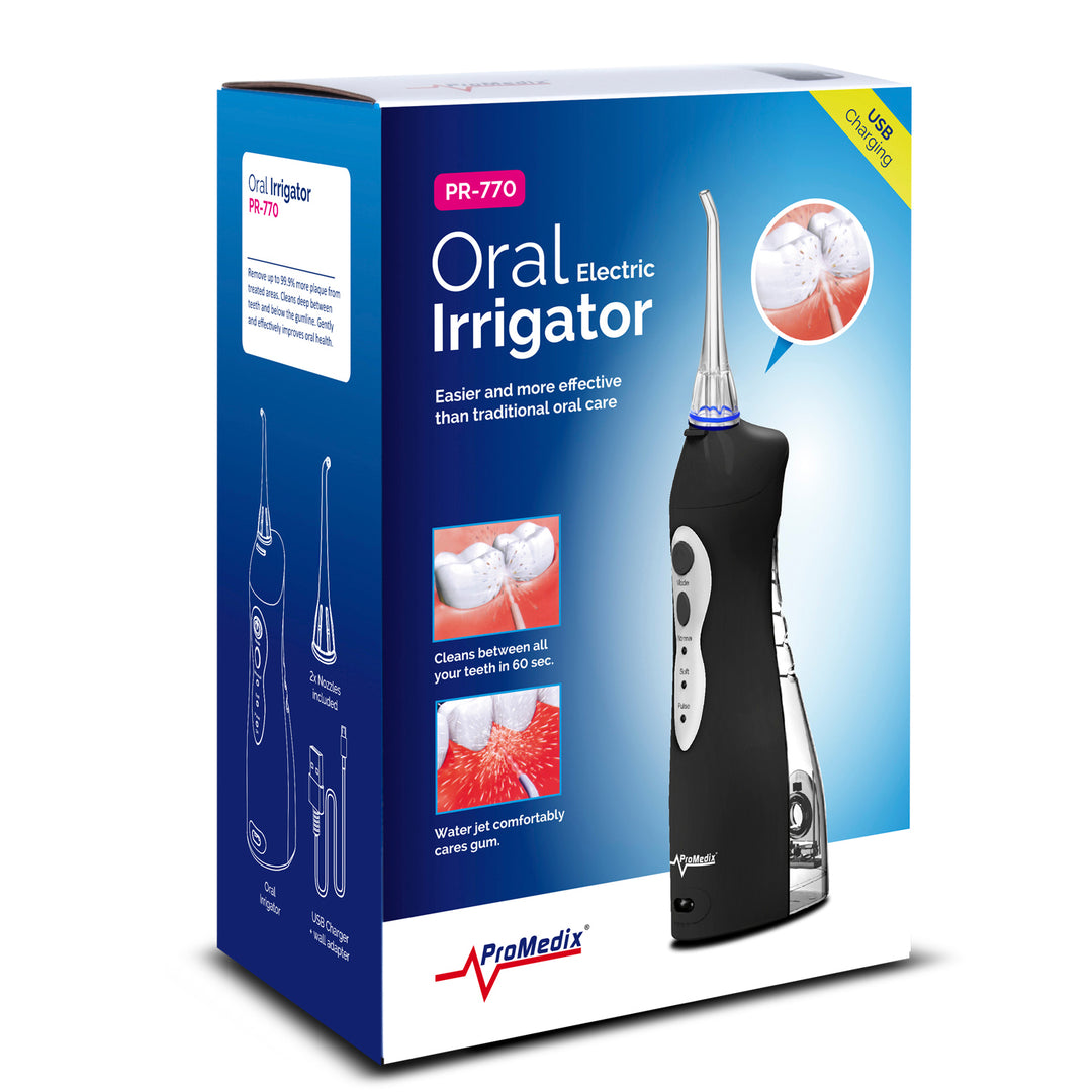 Irrigador bucal sem fios ProMedix PR-770 8,5 Bar, IPX7, carregamento USB, preto