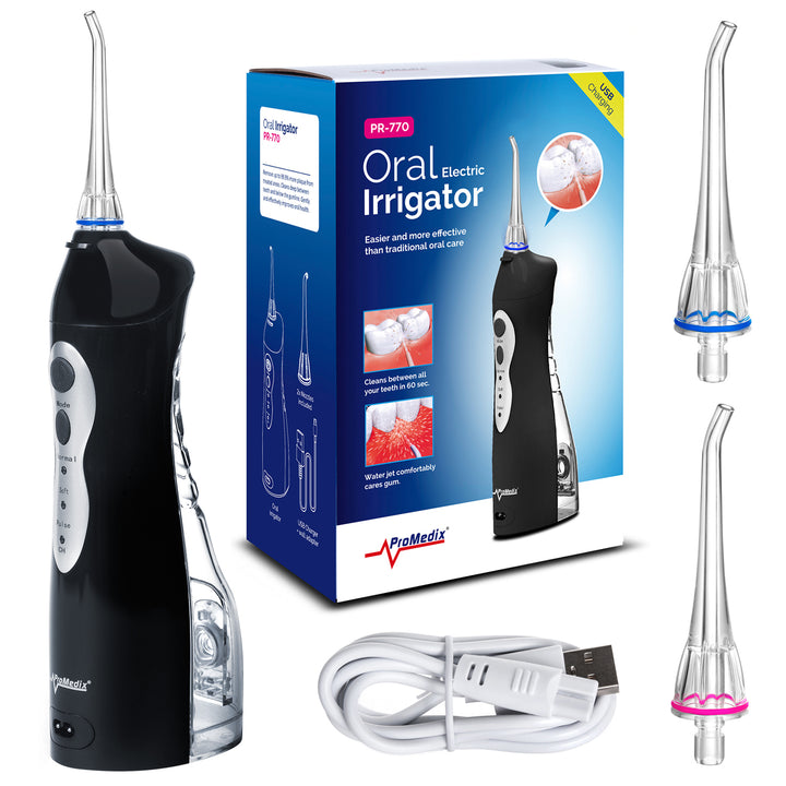Irrigador bucal sem fios ProMedix PR-770 8,5 Bar, IPX7, carregamento USB, preto