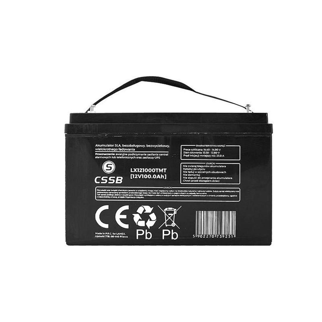 Bateria de gel AGM LX121000 12V 100Ah sem manutenção