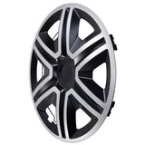 Tapacubos universales de 15" NRM ACTION doble color plata/negro 4 piezas