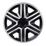 Tapacubos universales de 15" NRM ACTION doble color plata/negro 4 piezas