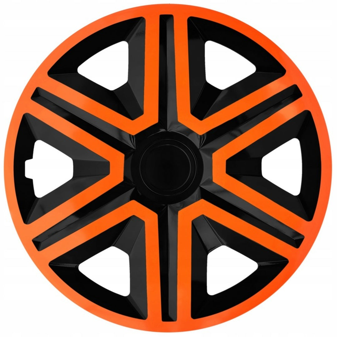 Tapacubos universales de 15" NRM ACTION Doublecolor naranja/negro 4 piezas