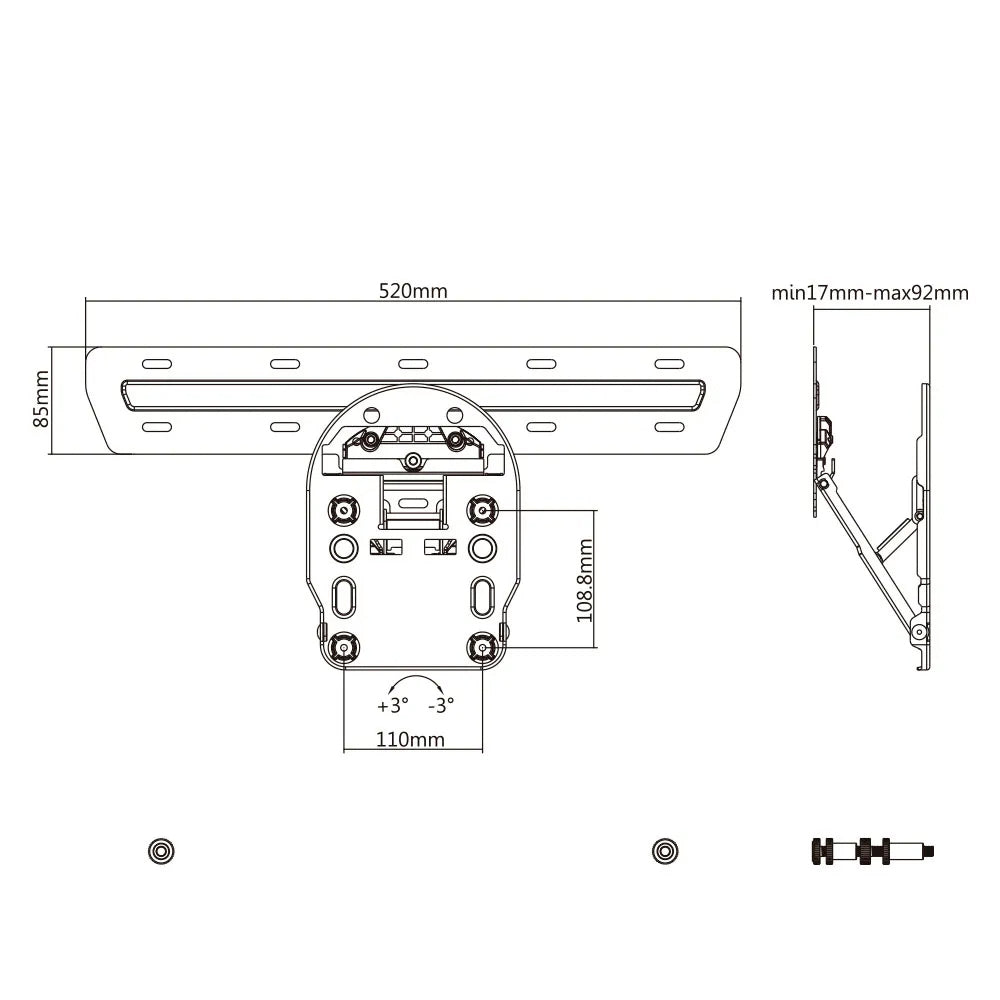 Suporte de parede para TV para Samsung Q7 / Q8 / Q9 49 "- 65", máx. peso suportado até 50kg Ultra Slim Maclean MC-806