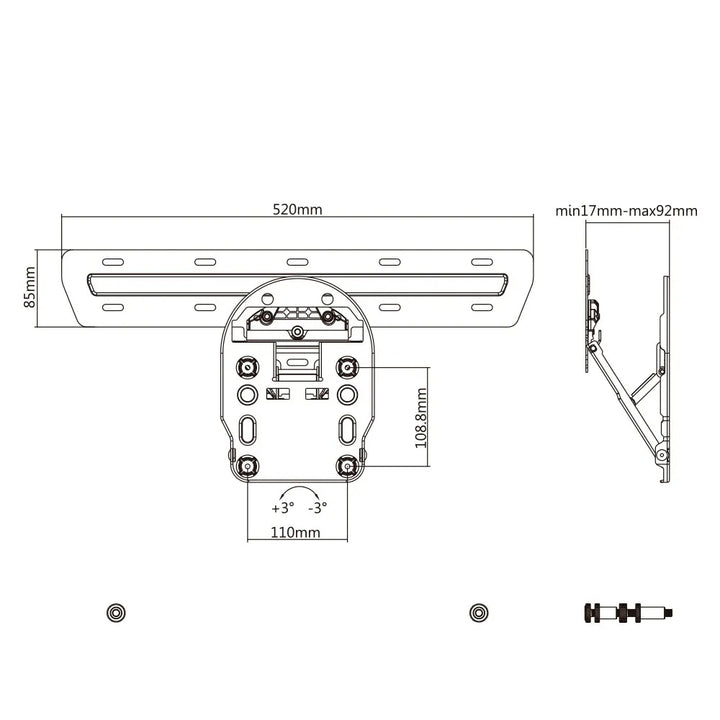 Suporte de parede para TV para Samsung Q7 / Q8 / Q9 49 "- 65", máx. peso suportado até 50kg Ultra Slim Maclean MC-806