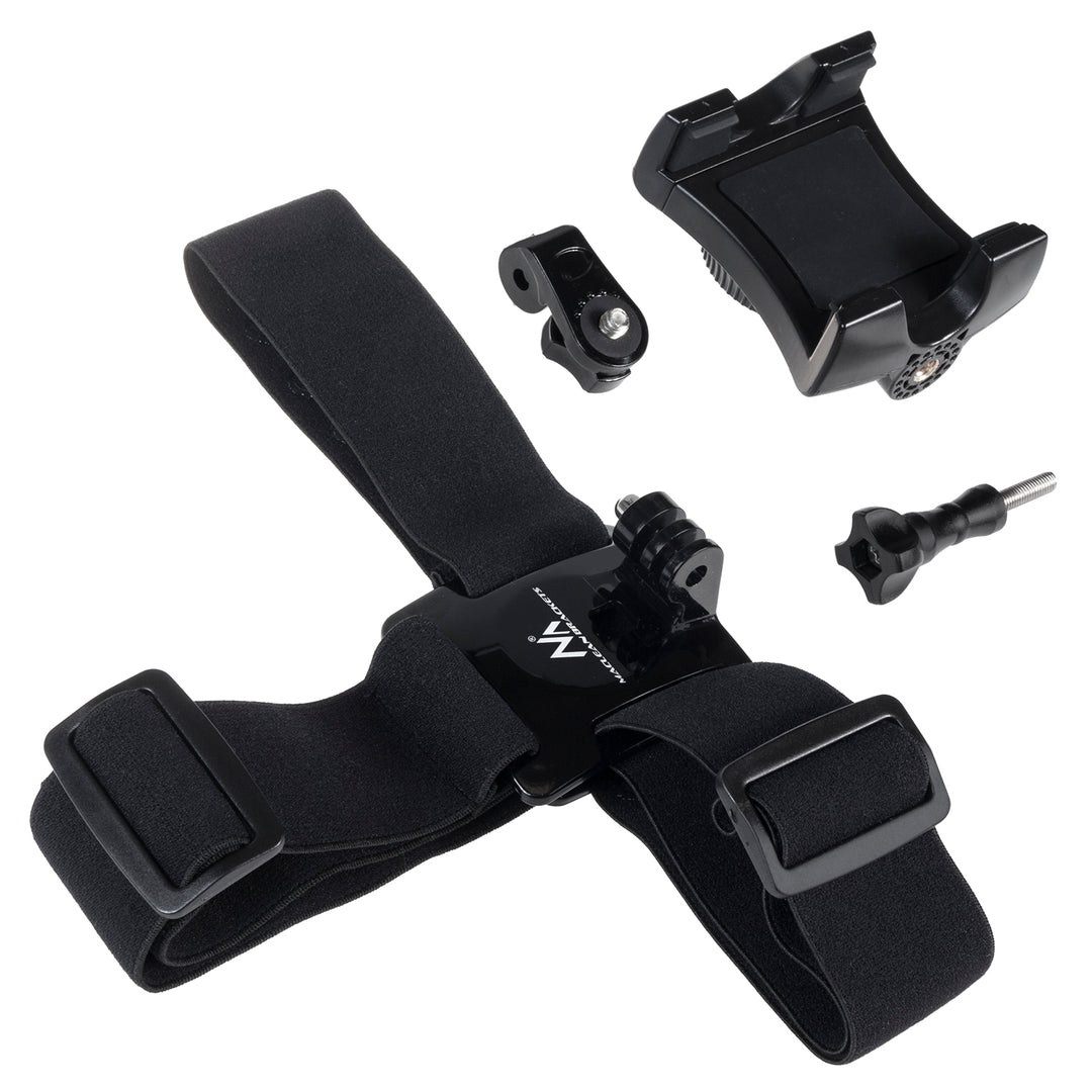 Maclean Fast Connect MC-825 - Soporte universal de móvil, cámara, GoPro, correa ajustable para la cabeza, negro