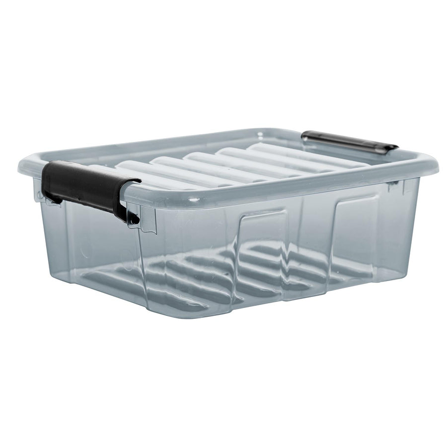 Papelera con tapa Plast Team Home Box 1,6L gris transparente