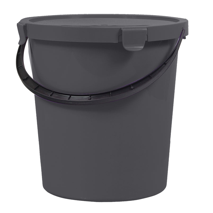 Cubo Plast Team Berry 5L con tapa y asa, gris oscuro