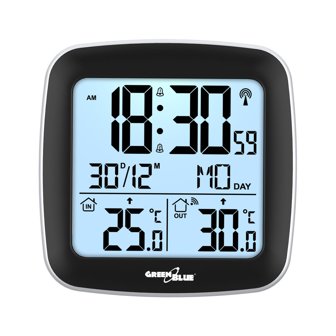 Estação meteorológica sem fio com sistema de calendário DCB, alarme GreenBlue GB542