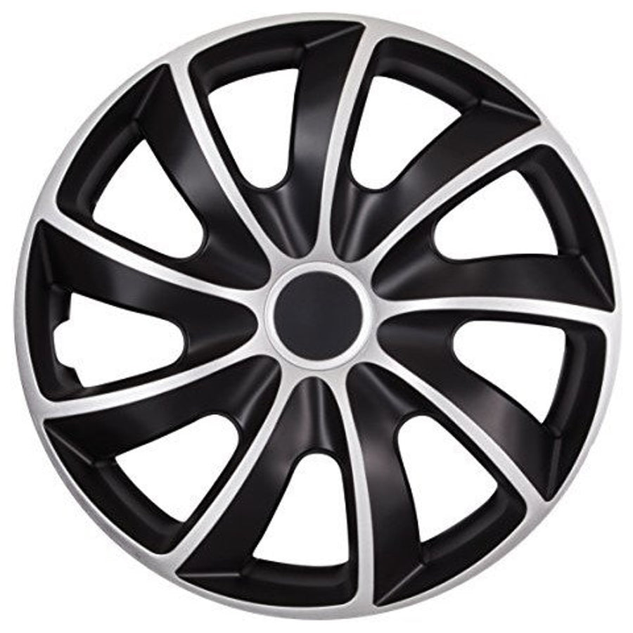 Tapacubos universales  negro y plata 13 " 4 piezas QUAD BICOLOR CS
