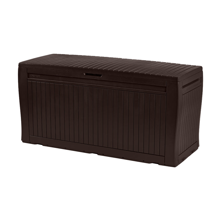 Arcón de almacenamiento para jardín o terraza, espacioso y duradero, 270L, Keter Comfy, marrón