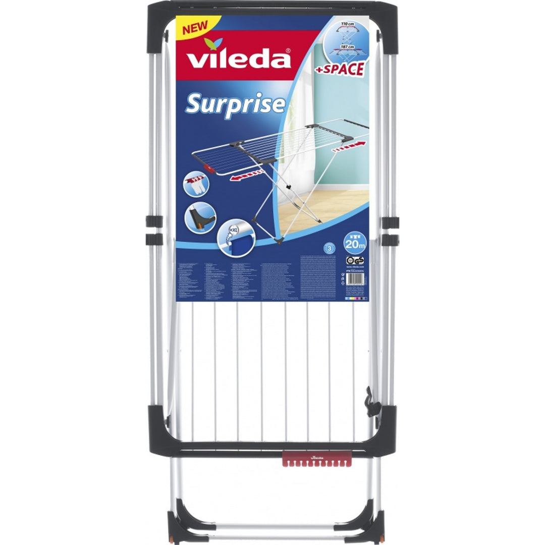 Rack extensível em aço e alumínio, espaço de colocação de 11 a 20m, suporte para pequenos itens, dimensões abertas, cor branca, 110-187 x 61 x 94 cm