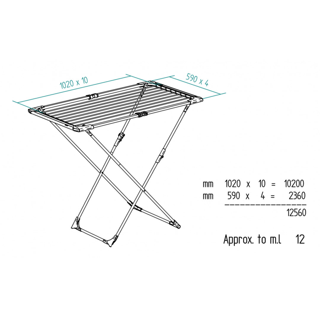 Rack extensível em aço e alumínio, espaço de colocação de 11 a 20m, suporte para pequenos itens, dimensões abertas, cor branca, 110-187 x 61 x 94 cm
