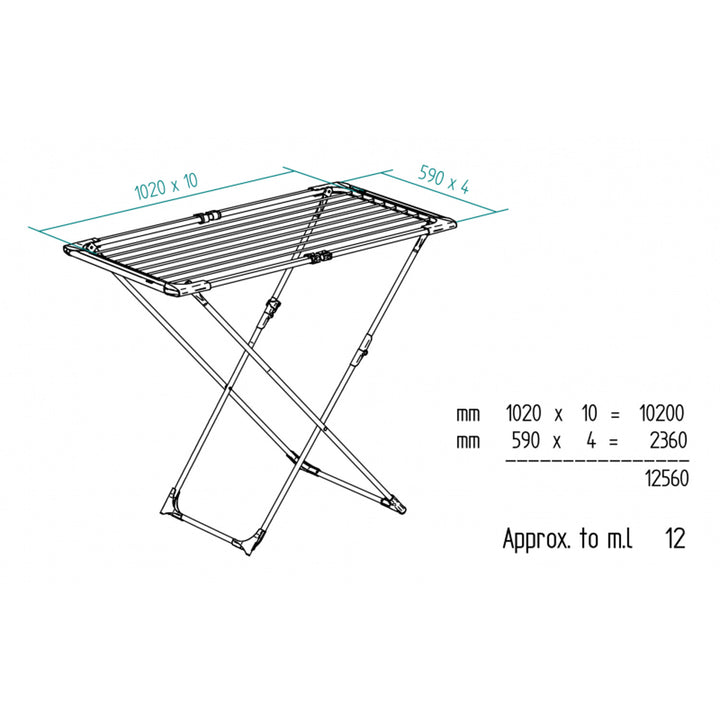 Rack extensível em aço e alumínio, espaço de colocação de 11 a 20m, suporte para pequenos itens, dimensões abertas, cor branca, 110-187 x 61 x 94 cm