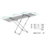 Rack extensível em aço e alumínio, espaço de colocação de 11 a 20m, suporte para pequenos itens, dimensões abertas, cor branca, 110-187 x 61 x 94 cm