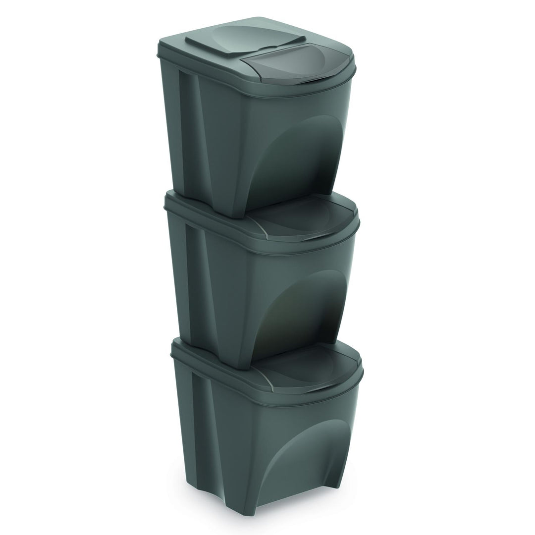 Conjunto de ecopontos para segregação adequada de resíduos 3x20L