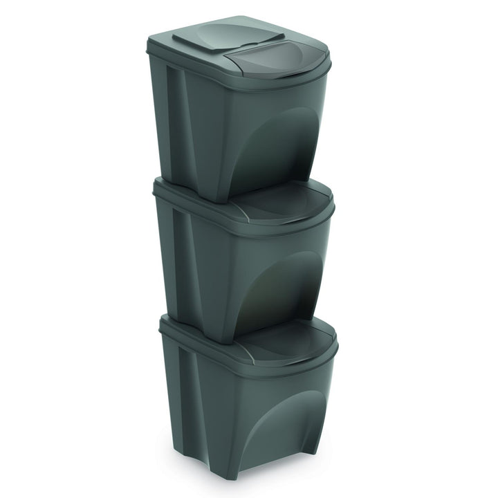 Conjunto de ecopontos para segregação adequada de resíduos 3x20L
