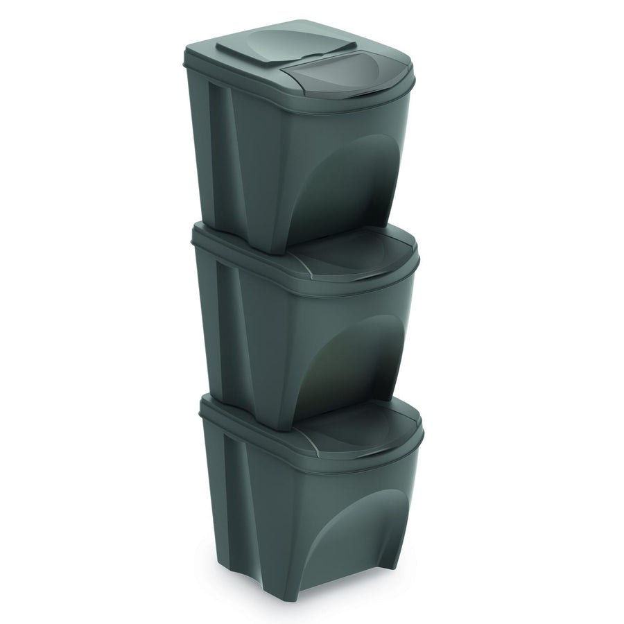 Conjunto de ecopontos para segregação adequada de resíduos 3x20L