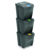 Conjunto de ecopontos para segregação adequada de resíduos 3x20L