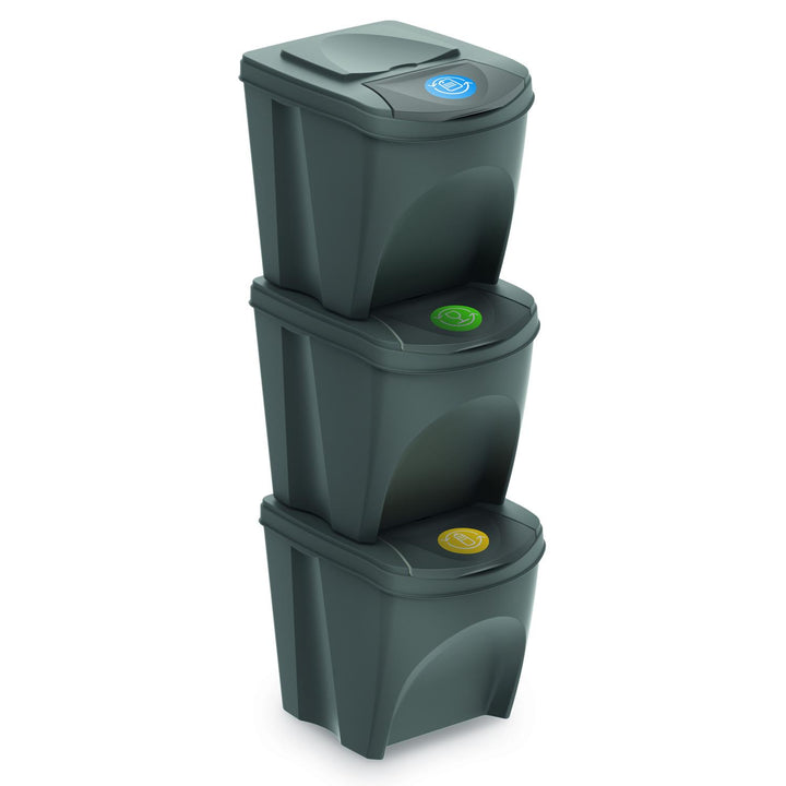 Conjunto de ecopontos para segregação adequada de resíduos 3x20L