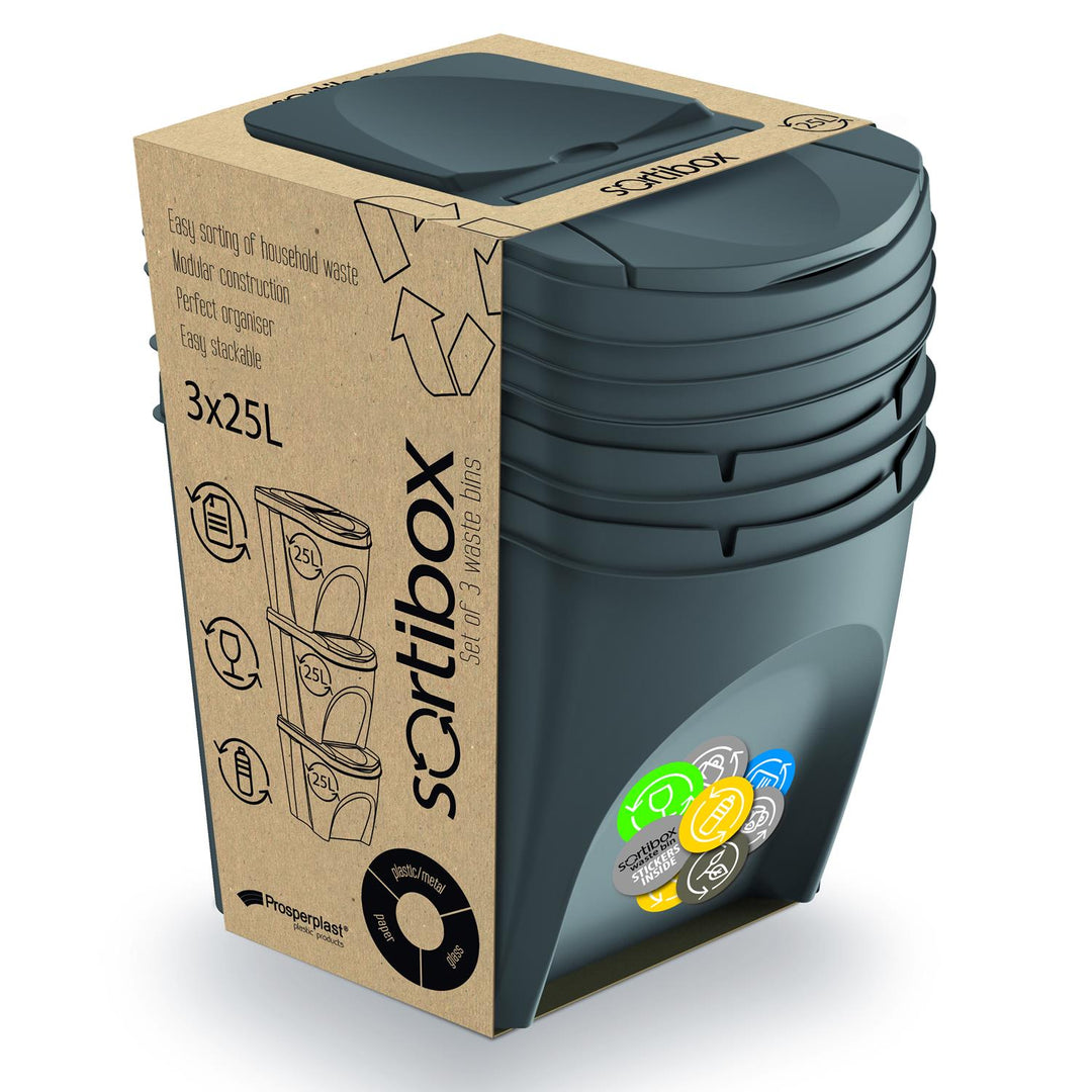 Conjunto de ecopontos para segregação adequada de resíduos 3x20L
