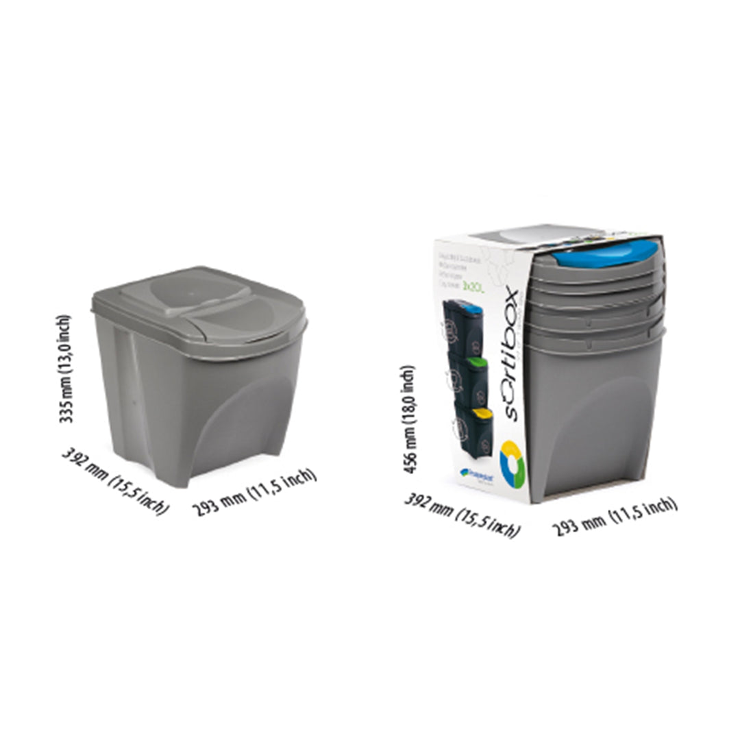 Conjunto de ecopontos para segregação adequada de resíduos 3x20L