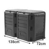 Compostador modular doble, capacidad 800L, abono natural, negro