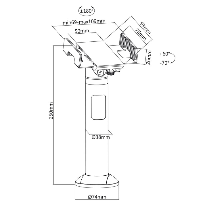 Soporte de terminal de tarjeta EC universal EFT / POS para puntos de venta