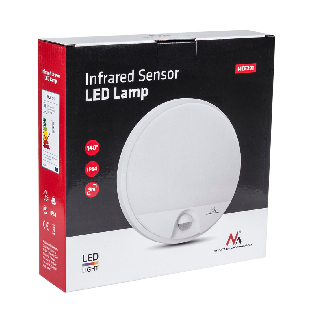 Lâmpada LED com sensor de movimento infravermelho MCE291 W 1100lm 15W IP54 Maclean Energy branco