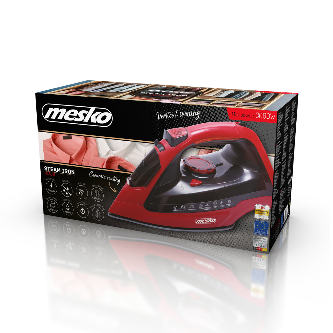 Plancha de vapor multifuncional con potencia de 3000W Mesko MS 5031