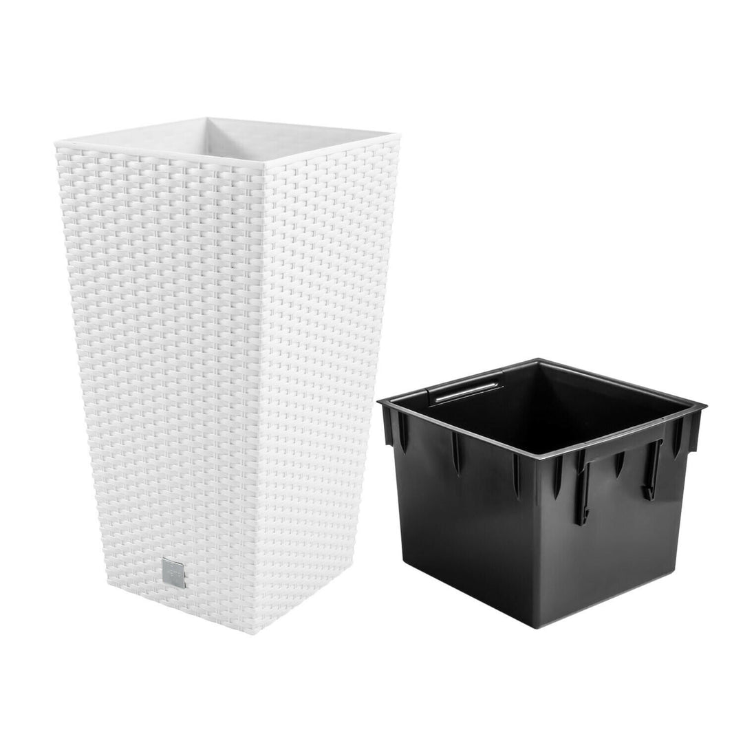 Pote alto com tanque, imitação de rattan natural Rato Square DRTS265-S449 - branco
