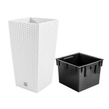 Pote alto com tanque, imitação de rattan natural Rato Square DRTS265-S449 - branco