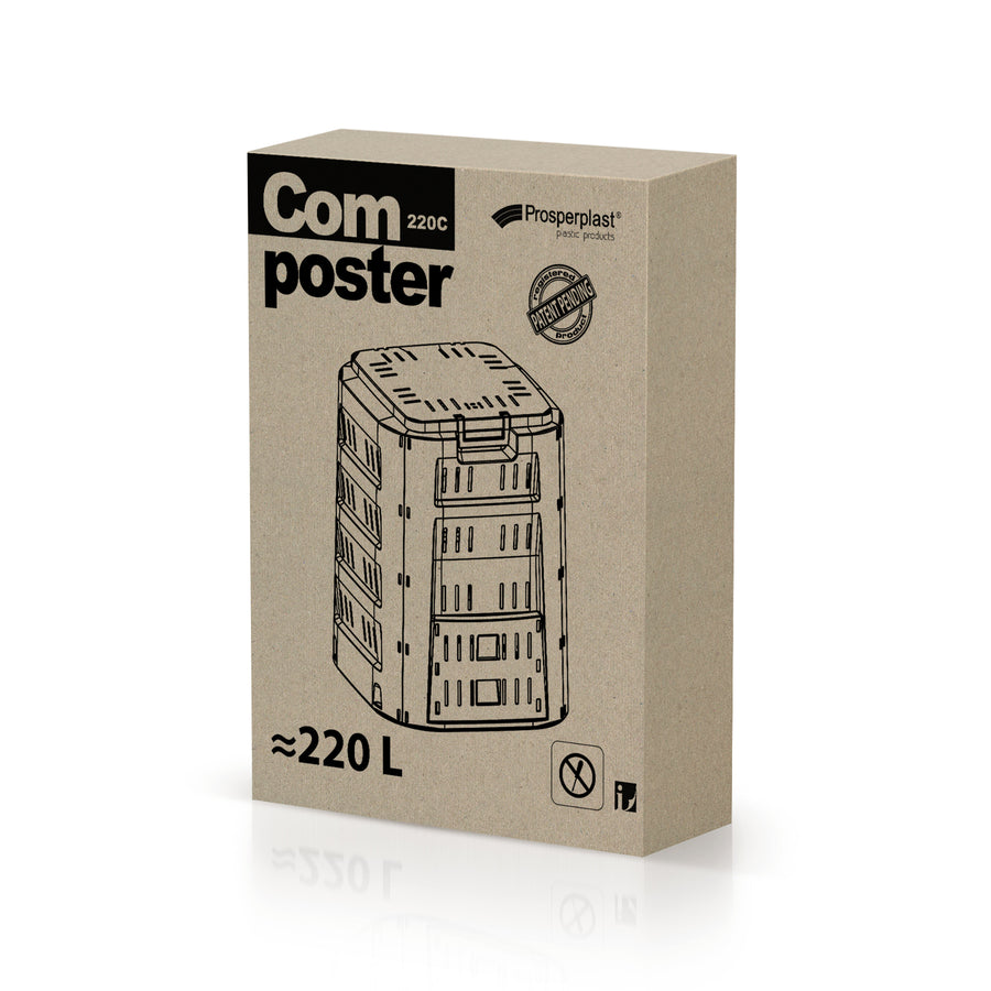 Compostor com capacidade de 220 litros, Prosperplast Compogreen IKST220C 220L, preto, maciço