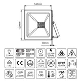 Projetor LED fino 30W, 2400lm Branco Frio (6000K) Maclean Energy MCE530 CW, IP65, PREMIUM