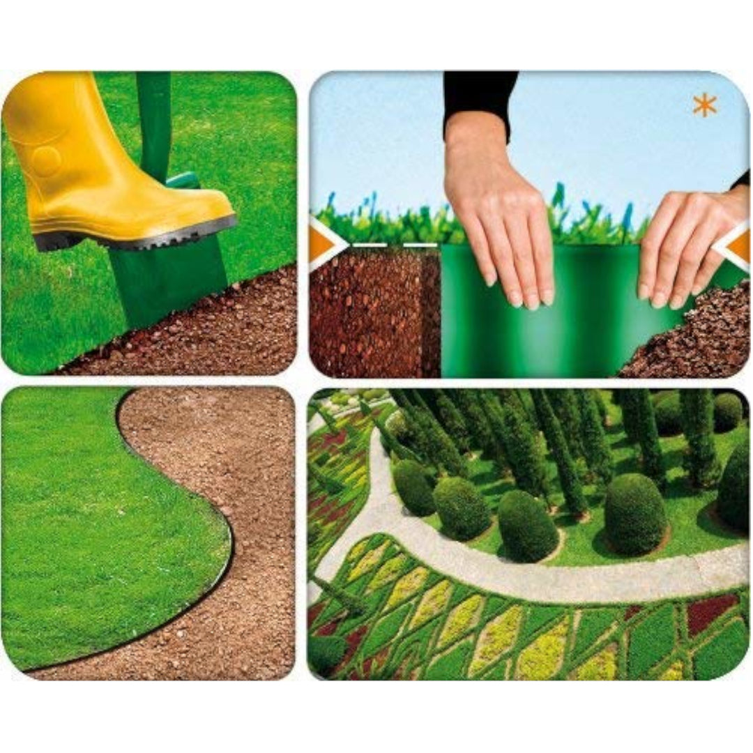 Borde de jardín corrugado de plástico impermeable y flexible 10cm x 9m Cellfast Verde